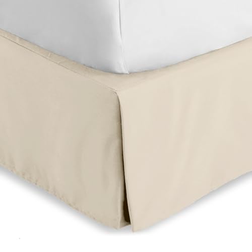 Bare Home Full Bed Skirt 15Inch Tailored Drop Easy Fit Bed Skirt for Beds Center Corner Pleats Full Sand - Image 1