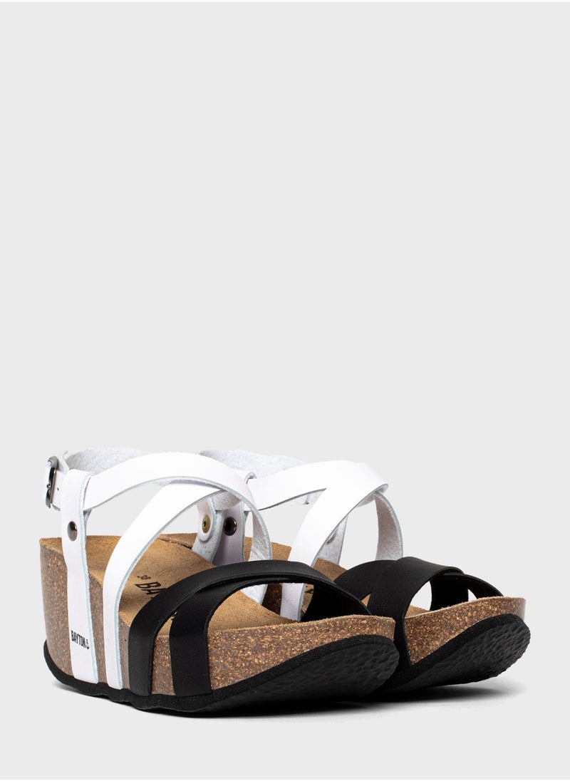 BAYTON - Dora Strappy Mid Heel Wedges - Image 1