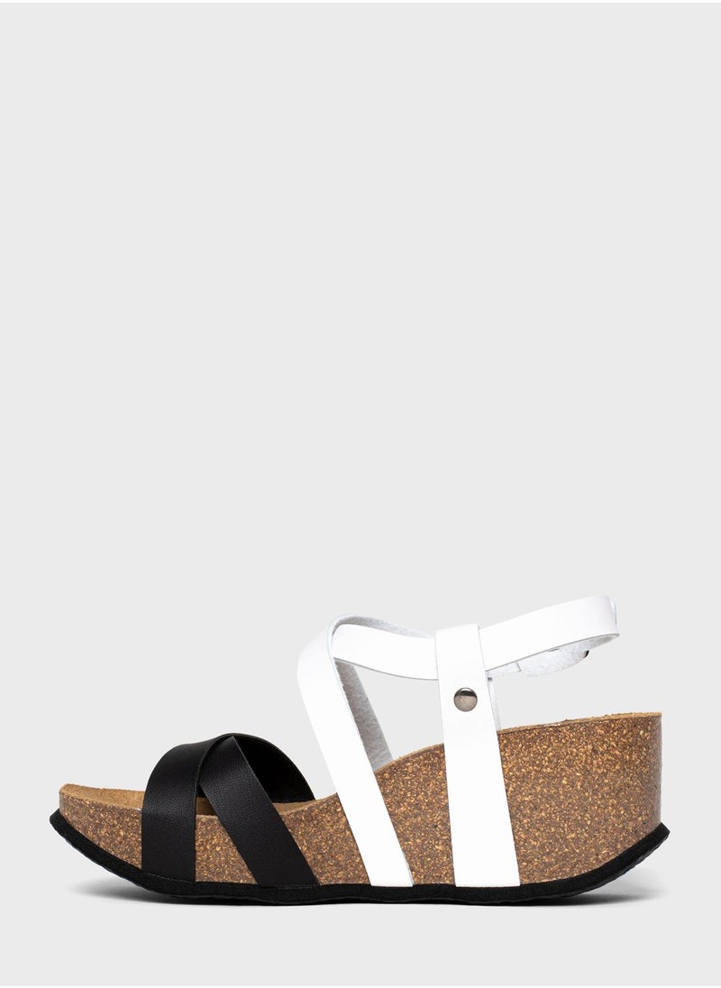 BAYTON - Dora Strappy Mid Heel Wedges - Image 1
