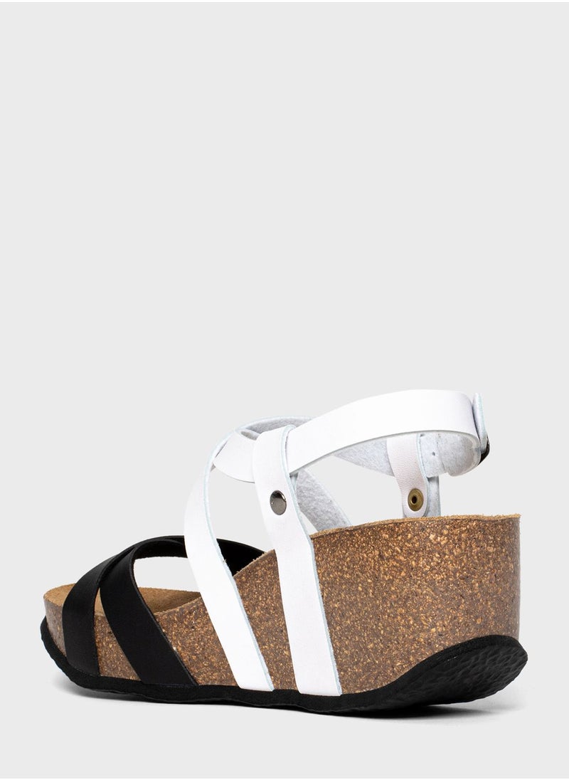 BAYTON - Dora Strappy Mid Heel Wedges - Image 1