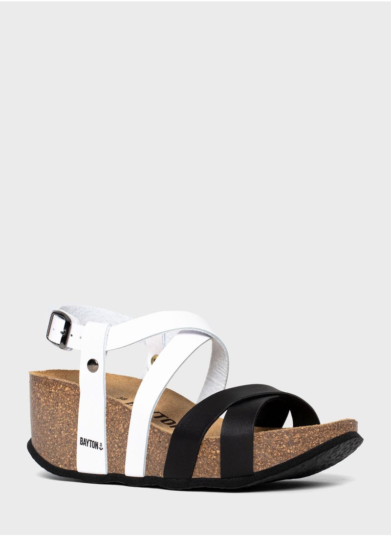 BAYTON - Dora Strappy Mid Heel Wedges - Image 1