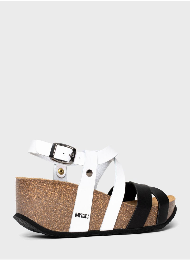 BAYTON - Dora Strappy Mid Heel Wedges - Image 1