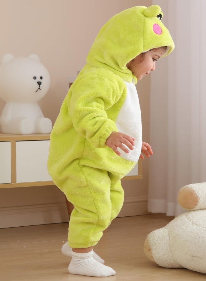 DarkCom Unisex Baby Animal Onesie Toddler Hooded Romper Halloween Cosplay Frog Costumes Kids 2-3 Years Green - Image 4