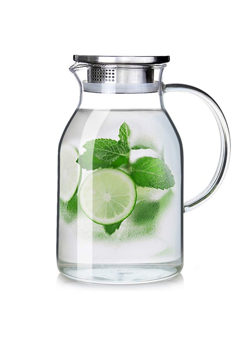 Abdodar 68OZ Glass Pitcher with Lid and Spout  High Heat Resistance Pitcher for HotCold Water  Iced Tea 20L 