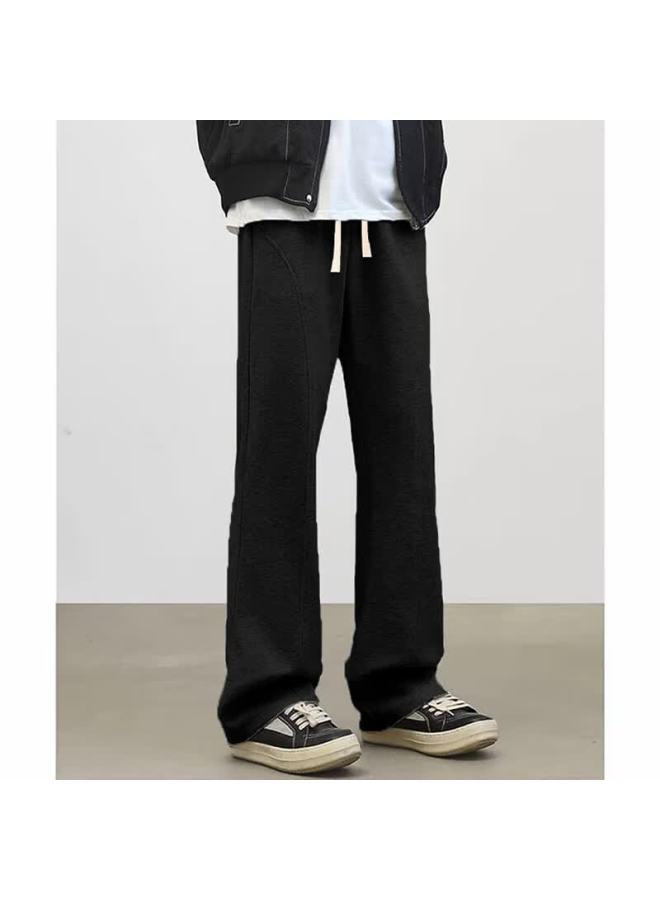 Dingfengbaoluo American Style Curved Blade Casual Pants Men Spring Flared Trendy Straight Loose Sports Sweatpants Yuo10 Dark Blue 3XL - Image 2