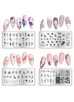 Born Pretty Stamping Temeplates Nail Art Stamping Plates Flower Leaves Theme Nail Image Plates Nail Manicuring Diy Printing Tools 4Pcs  - Image 4