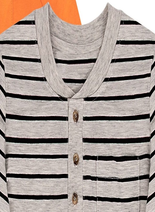 Brix Toddler Long-Sleeve Shirts - 3-Pack Henley Tee Shirts Striped Crewneck T. 2T - Image 3