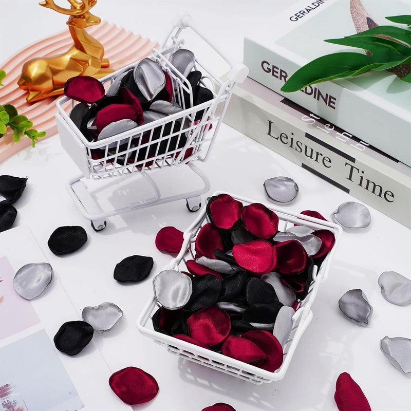 Whaline 300 Pcs Silk Rose Petals with Box Burgundy Black Silver Artificial Flower Petals for Bridal Shower Wedding Aisle Table Centerpieces Reception Tables Romantic Night Decoration - Image 4