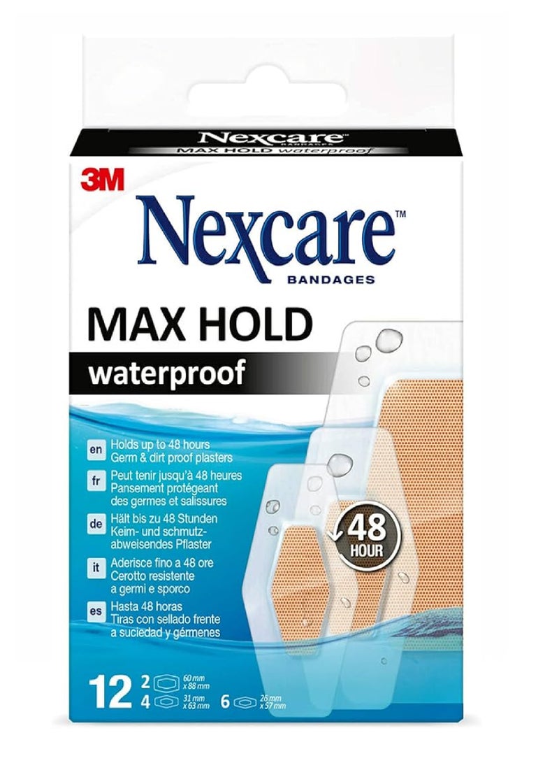 3M Nexcare Max Hold W/P Bandages 12`S