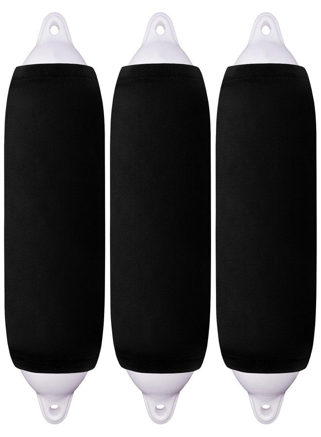 XMK 8" x 22" Boat Fender Covers for Taylor Made Big B 8x20/Polyform G-5/HTM-2/F-2/Super Gard 8.5x26 Center Rope Tube Style Fenders, Marine Boat Bumper Covers Sleeves, Polyester, 3-Pack, Black - Image 1