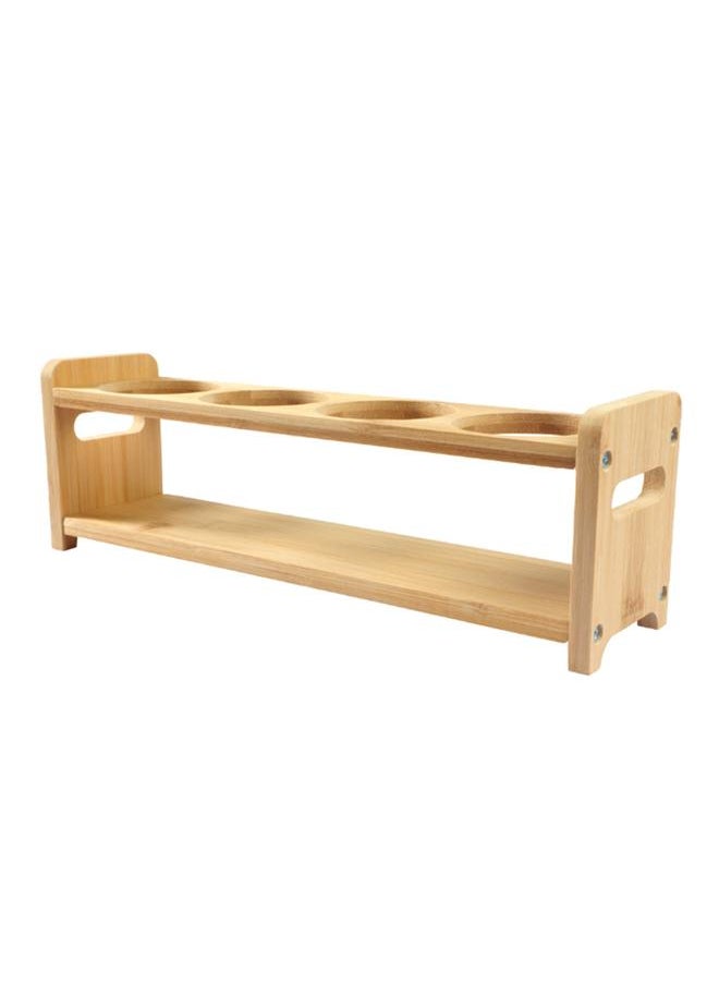 Thoraya Seasoning Storage Stand Bamboo Wood 4 Holes Multifunctional Anti Slip Space Saving Oil Bottle Rack Kitchen Supplies Round Slots  - Image 3
