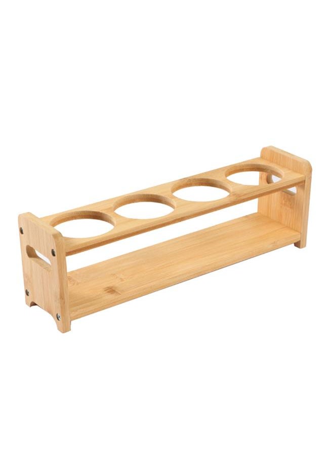 Thoraya Seasoning Storage Stand Bamboo Wood 4 Holes Multifunctional Anti Slip Space Saving Oil Bottle Rack Kitchen Supplies Round Slots  - Image 1