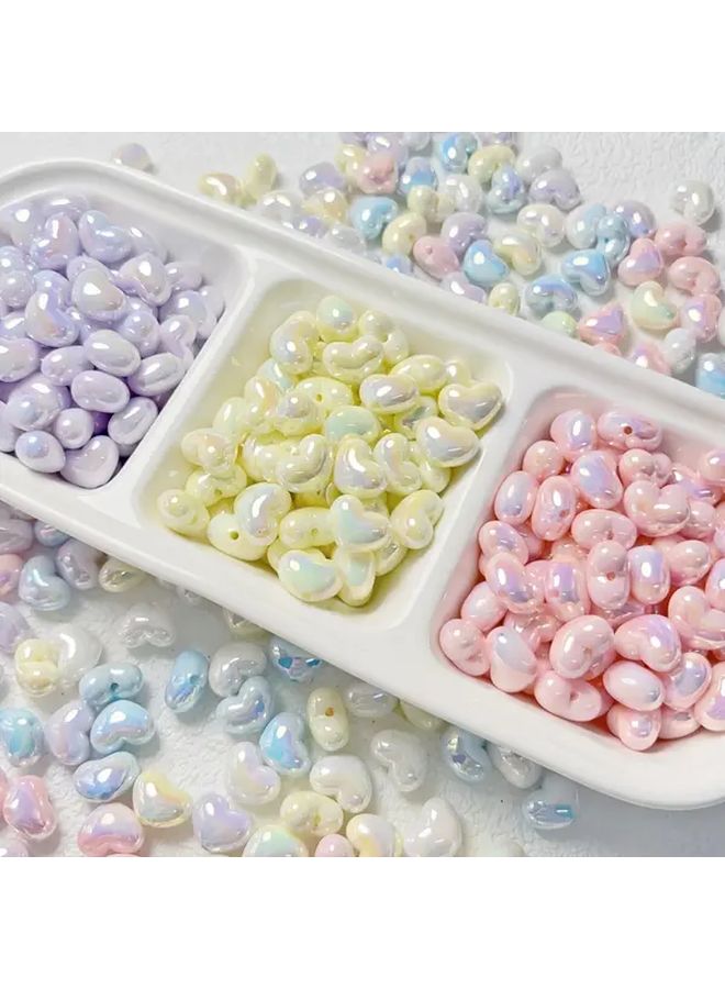 10 Pcs Pastel Yellow Heart Shaped Acrylic Beads Decorative Direct Hole Beads Accessories For Diy Crafts Jewelry Making Keychains And Phone Charms - Image 1