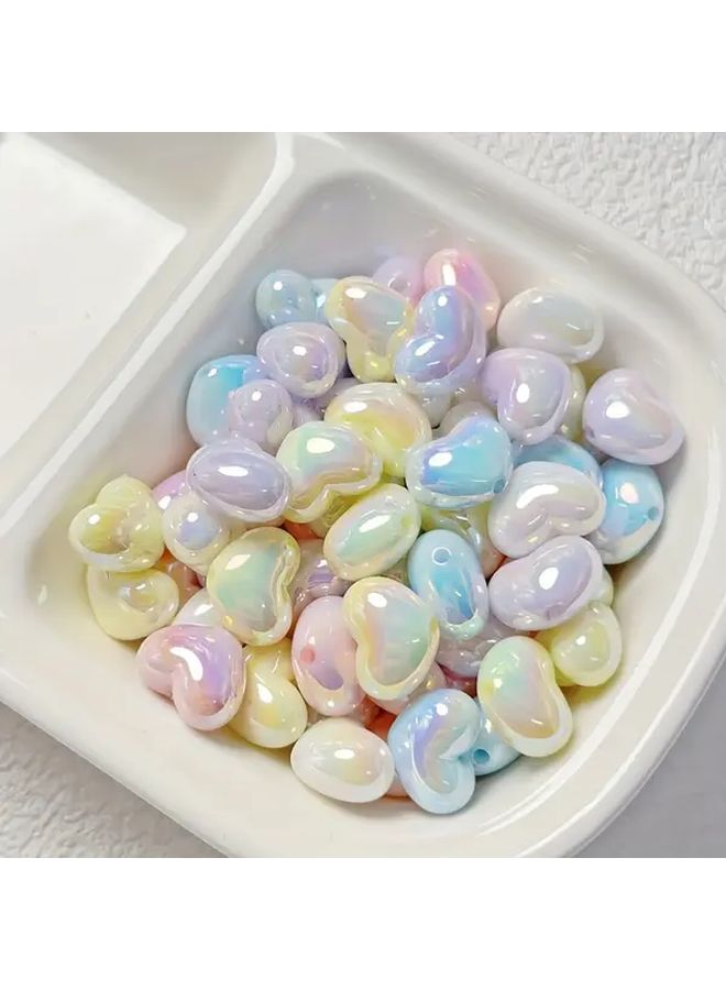10 Pcs Pastel Yellow Heart Shaped Acrylic Beads Decorative Direct Hole Beads Accessories For Diy Crafts Jewelry Making Keychains And Phone Charms - Image 3