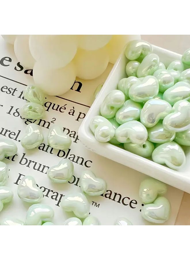 10 Pcs Pastel Yellow Heart Shaped Acrylic Beads Decorative Direct Hole Beads Accessories For Diy Crafts Jewelry Making Keychains And Phone Charms - Image 4