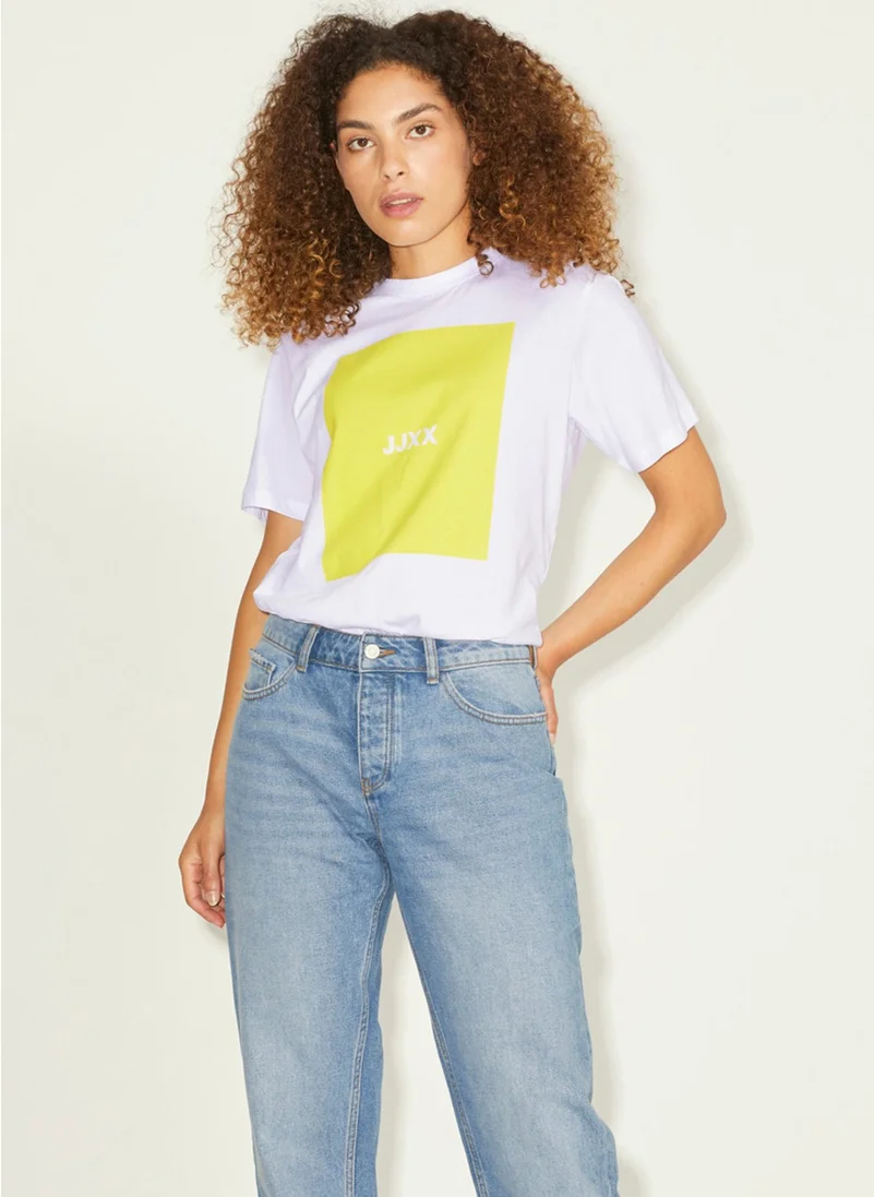 جاي جاي اكس اكس Crew Neck Printed Ecru Women's T-Shirt 12204837