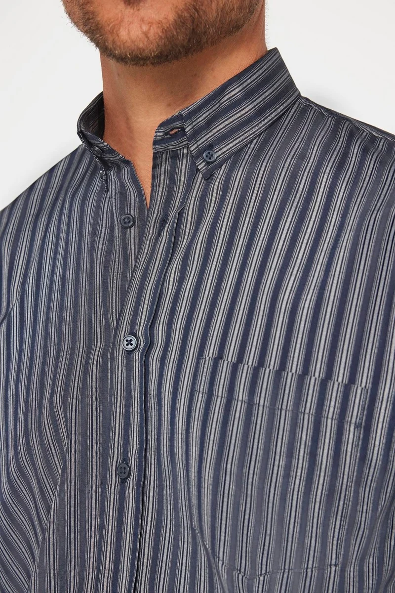 Tudors Classic Fit Long Sleeve Button Down Collar Cotton Easy Iron Striped Men's Shirt