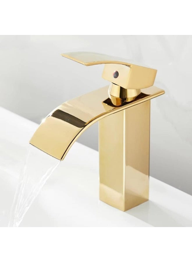 YD Modern Waterfall Bathroom Basin Mixer Tap with Single Lever Handle, Solid Brass Vessel Sink Faucet, Deck Mounted Design, Ceramic Cartridge, Water Saving and Rust Resistant Bathroom Fixture - Image 3