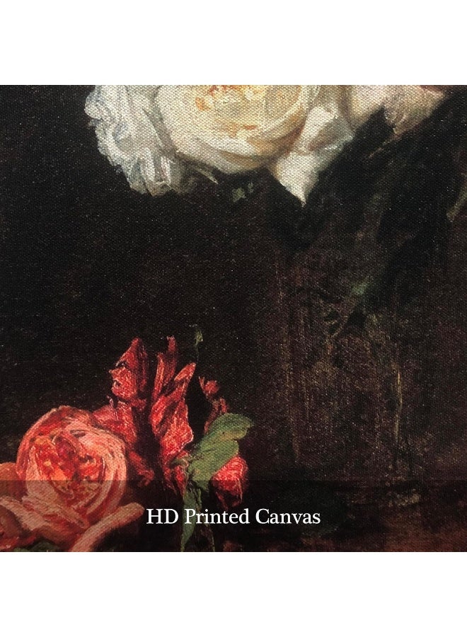Pyradecor Vintage Canvas Wall Art Retro Natural Wood Framed Home Decor Roses Paintings Pictures Canvas Prints Mid Century Wall Decor for Living Room Office Farmhouse Kitchen Decorations - Image 4