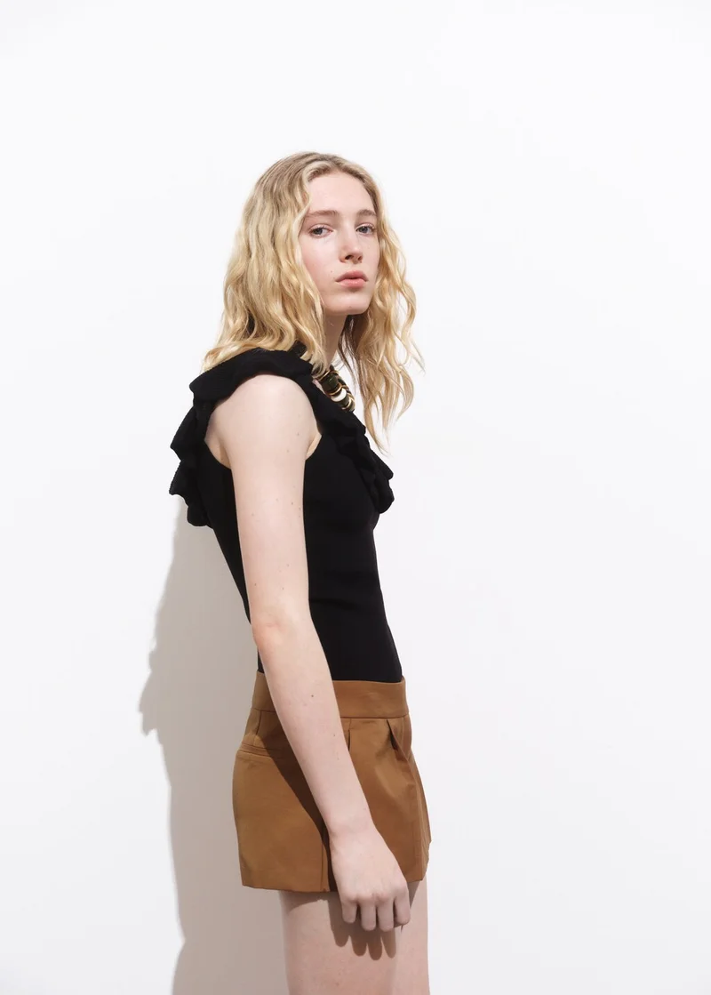 MANGO Ruffle Knit Top