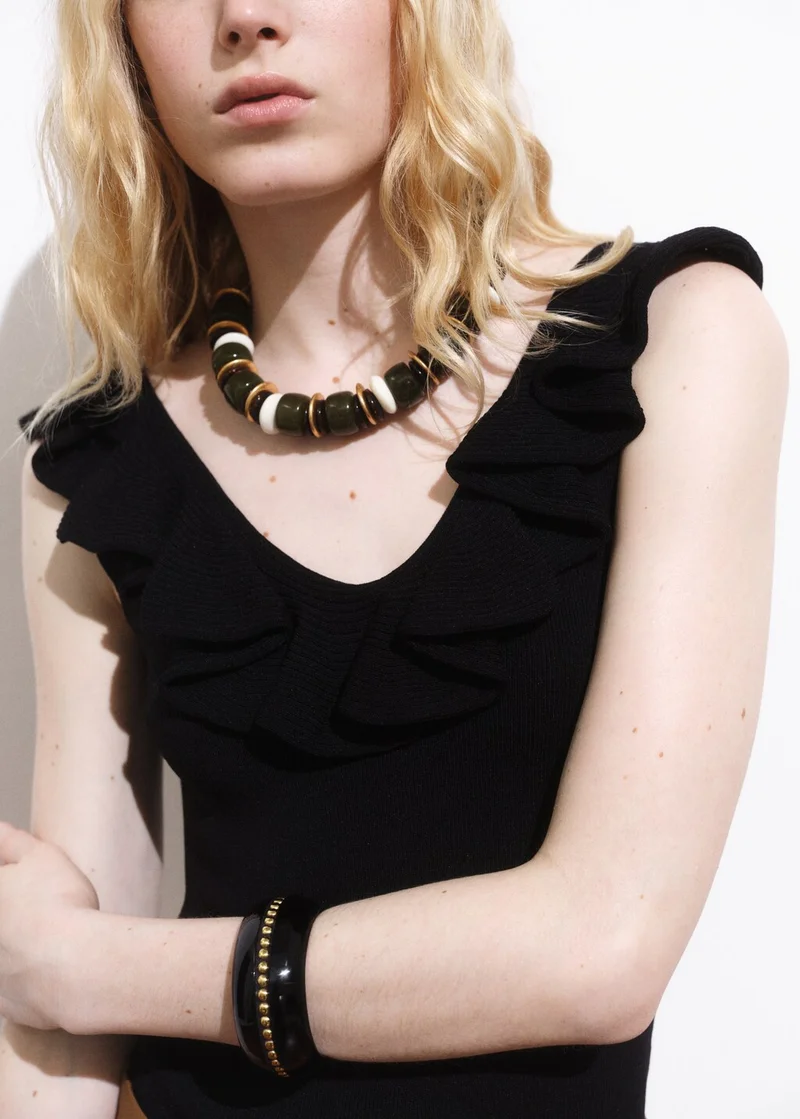 MANGO Ruffle Knit Top