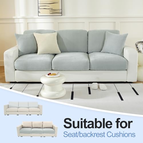 WEYOND Couch Cushion Covers for L Shaped Sectional Sofa – Softer Chenille Large Sofa Covers Washable, Non-Slip Individual Stretch Couch Cover (3 Piece Back/Backrest Covers, Light Grey) - Image 2