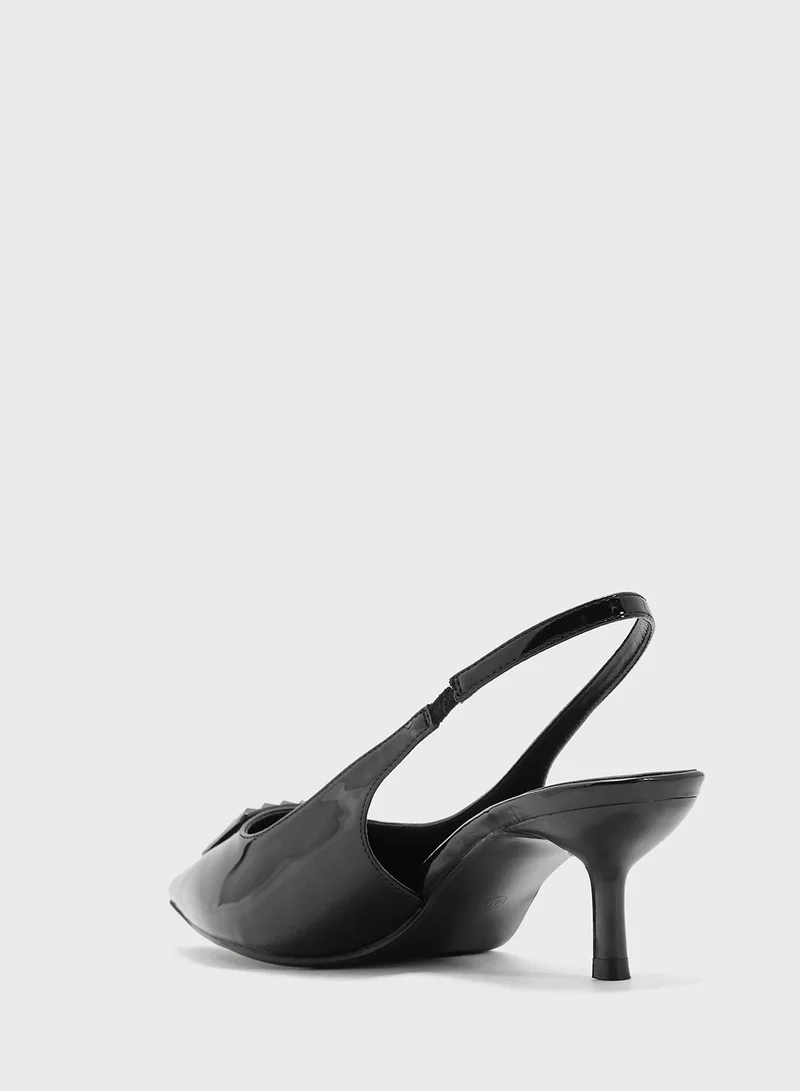 Pink Step Pointed Sling Back Pump