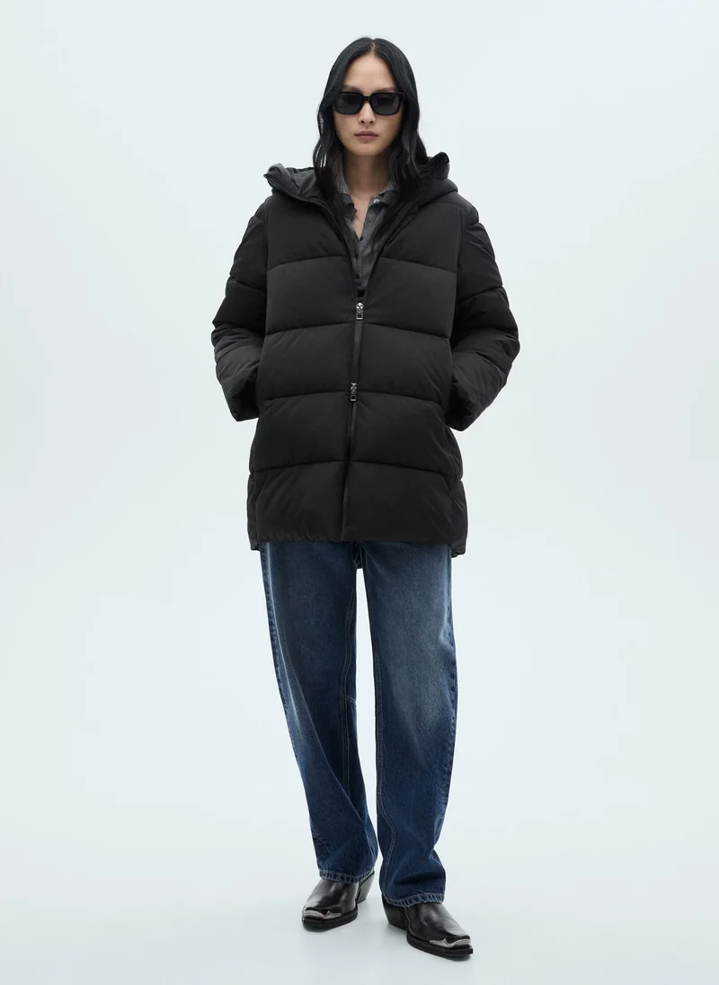 MANGO Hood Quilted Coat