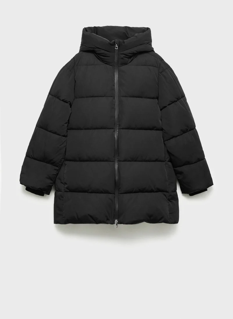 MANGO Hood Quilted Coat