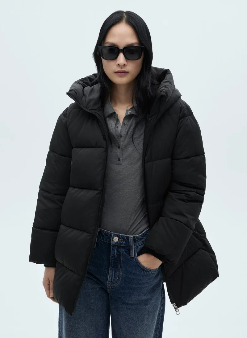 MANGO Hood Quilted Coat