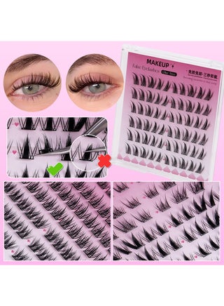 80 clusters of segmented eyelashes, with their own glue, the two styles are mixed and matched to create beautiful eyes, so that the eyes are naturally enlarged, easy to wear and quick to remove. Easy to create a charming shape, waterproof, sweatproof and oilproof, not afraid of high temperatures, so that you are full of energy and spirits!This product contains tweezers and does not require additional purchase. - view 3