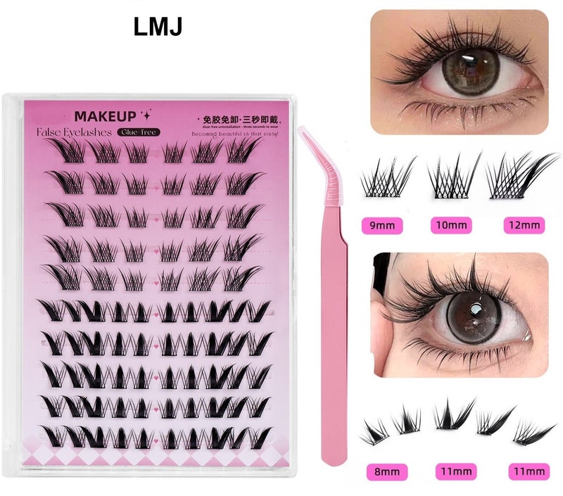 80 clusters of segmented eyelashes, with their own glue, the two styles are mixed and matched to create beautiful eyes, so that the eyes are naturally enlarged, easy to wear and quick to remove. Easy to create a charming shape, waterproof, sweatproof and oilproof, not afraid of high temperatures, so that you are full of energy and spirits!This product contains tweezers and does not require additional purchase. - Image 2