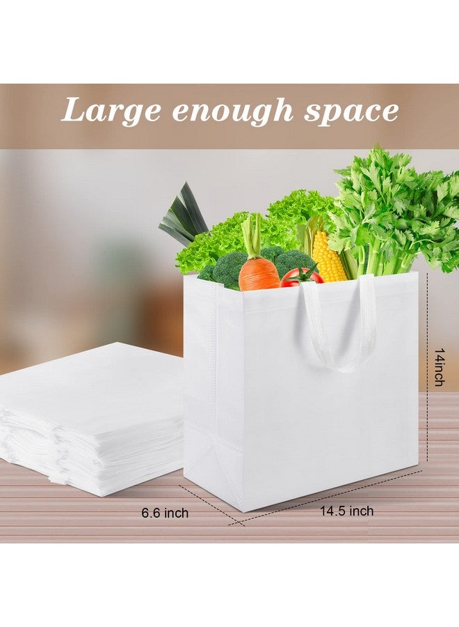 Canlierr 30 Pcs Reusable Grocery Shopping Bags 14.5 x 14 x 6.6 Inch Tote Bags with Handles Non Woven Bags Washable Foldable Tote Bags Bulk for Christmas Gift Wrapping Shopping Retail Stores(White) - Image 2