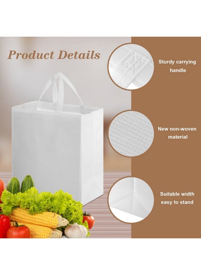 Canlierr 30 Pcs Reusable Grocery Shopping Bags 14.5 x 14 x 6.6 Inch Tote Bags with Handles Non Woven Bags Washable Foldable Tote Bags Bulk for Christmas Gift Wrapping Shopping Retail Stores(White) - Image 3