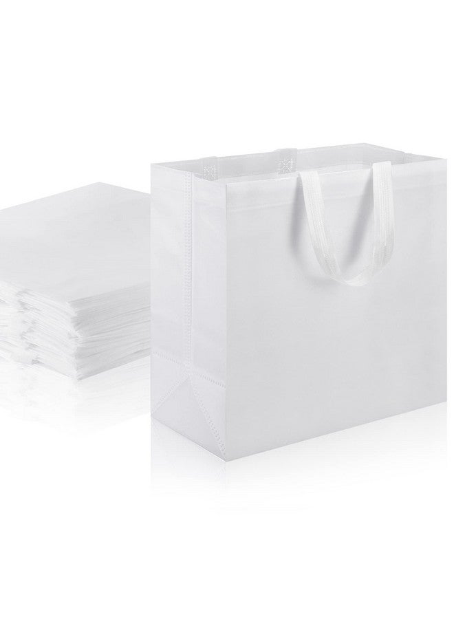 Canlierr 30 Pcs Reusable Grocery Shopping Bags 14.5 x 14 x 6.6 Inch Tote Bags with Handles Non Woven Bags Washable Foldable Tote Bags Bulk for Christmas Gift Wrapping Shopping Retail Stores(White) - Image 1