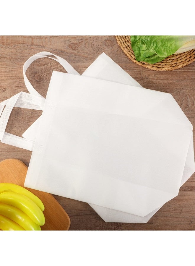 Canlierr 30 Pcs Reusable Grocery Shopping Bags 14.5 x 14 x 6.6 Inch Tote Bags with Handles Non Woven Bags Washable Foldable Tote Bags Bulk for Christmas Gift Wrapping Shopping Retail Stores(White) - Image 4