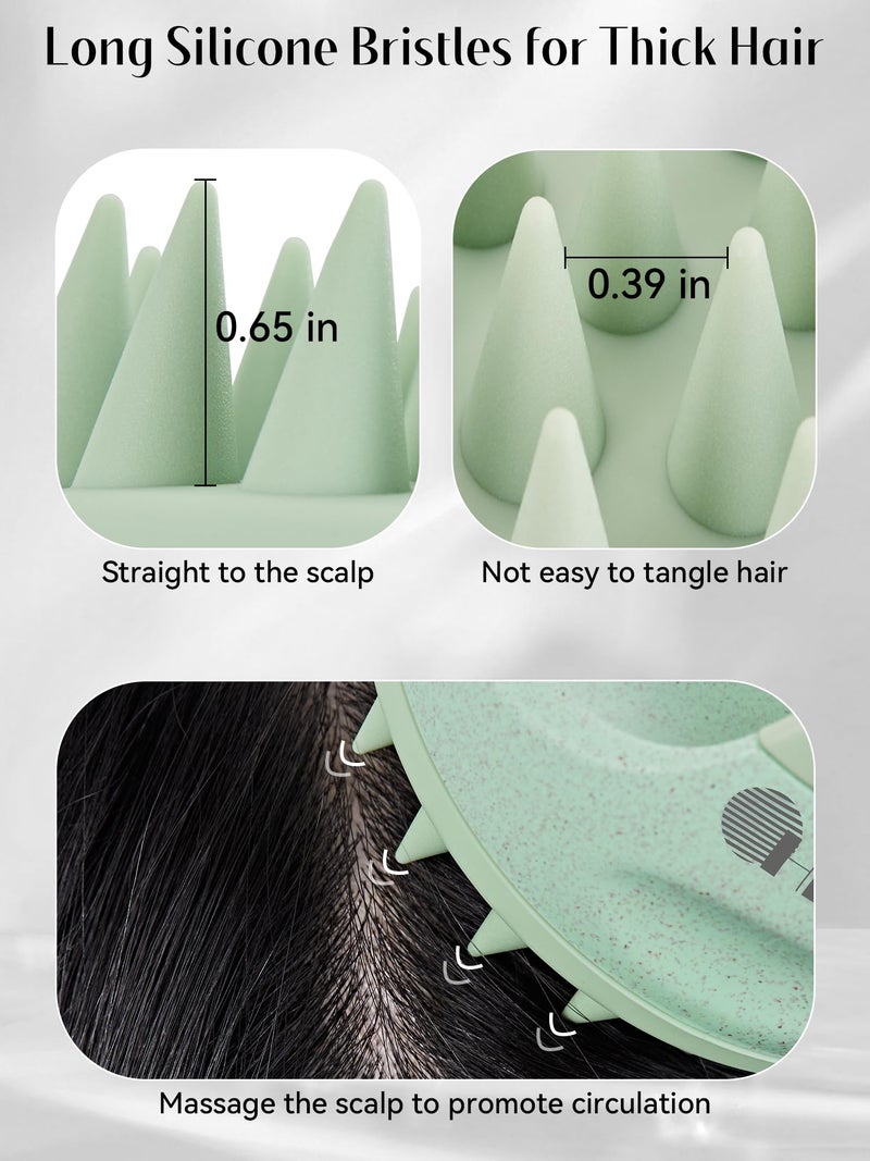 HEETA Scalp Massager with Soft Silicone Bristles for Hair Growth, Dandruff Removal, and Scalp Relaxation - Shampoo Brush for Wet or Dry Hair (Green & Purple) - Image 4