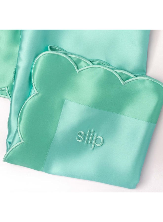 Slip Pure Silk Queen Pillowcase With Scalloped Edge - Turquoise - Image 4