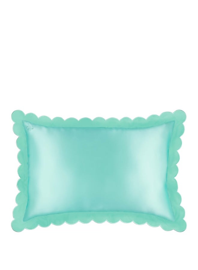 Slip Pure Silk Queen Pillowcase With Scalloped Edge - Turquoise - Image 2