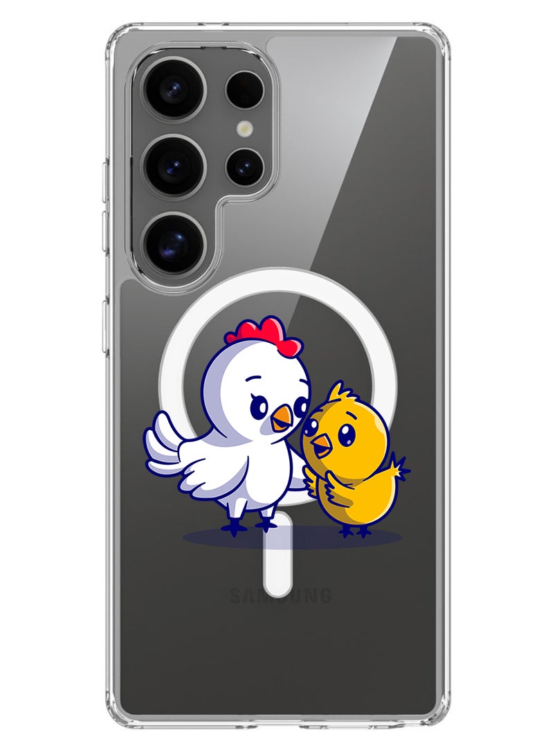 Theodor Magnetic Case for Samsung Galaxy S25 Ultra 6.9-inch Compatible with MagSafe Wireless Charging, Shockproof Phone Bumper Cover Chicken & Hen - Image 1