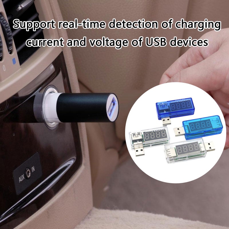 Transparent Straight Head USB Power Tester Meter Digital Display Volt Current Monitor - Image 3