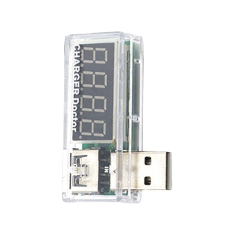 Transparent Straight Head USB Power Tester Meter Digital Display Volt Current Monitor - Image 2