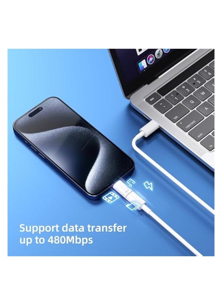 erorex - USB-C Male to Lightning Female Adapter, 3 Pack Type C to Lightning Connector with PD Fast Charging and Data Transfer for iPhone 15/15 Plus/15 Pro/15 Pro Max,iPad Air, White + Siliver + Black - Image 1