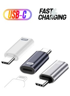 USB-C Male to Lightning Female Adapter, 3 Pack Type C to Lightning Connector with PD Fast Charging and Data Transfer for iPhone 15/15 Plus/15 Pro/15 Pro Max,iPad Air, White + Siliver + Black