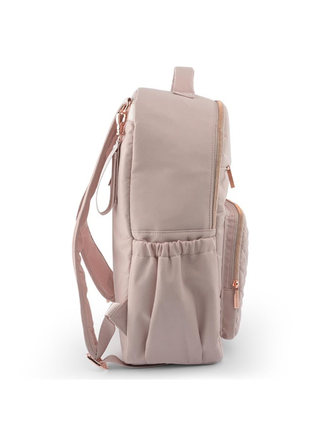 Little Story Quilted Diaper Backpack w/ Changing Mat - Pink - Image 3