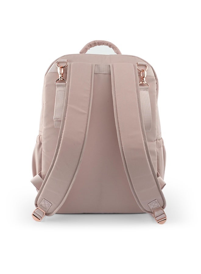 Little Story Quilted Diaper Backpack w/ Changing Mat - Pink - Image 4