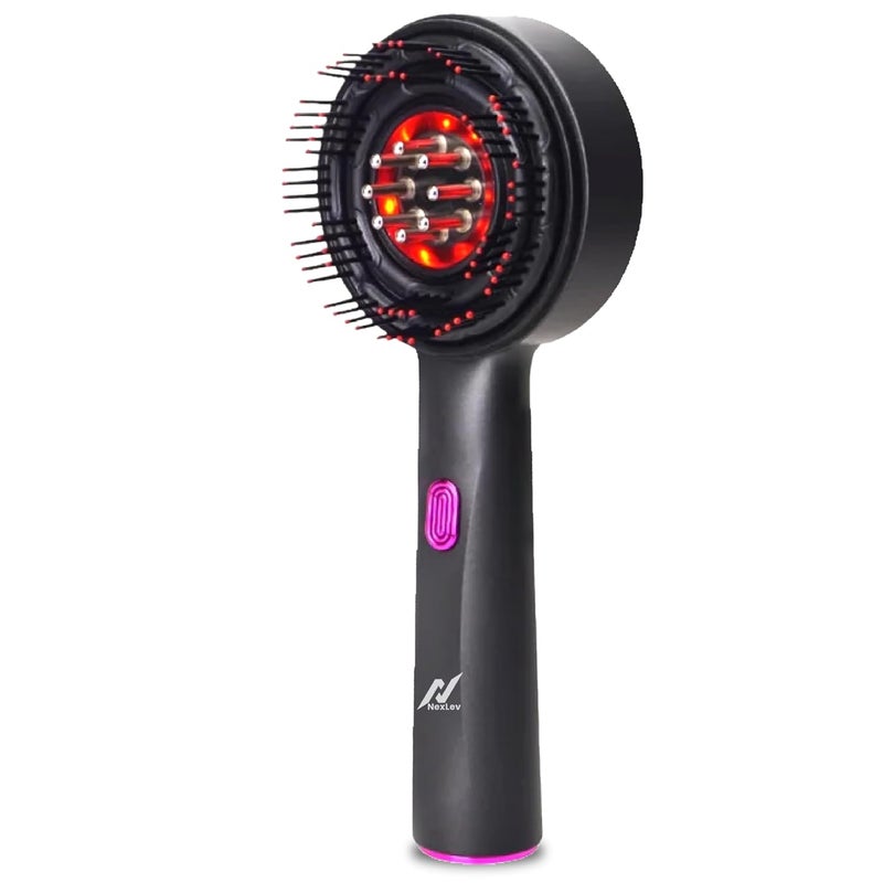 nexlev مشط تطبيق الزيت | علاج الضوء الأحمر LED | تعزيز نمو الشعر | تقليل قشرة الرأس | تخفيف التوتر | جهاز تدليك فروة الرأس/الرأس الكهربائي عالي الاهتزاز | خزان زيت سعة 6 مل | وقت تشغيل 2 ساعة | نوع-C | EA-02 - Image 1