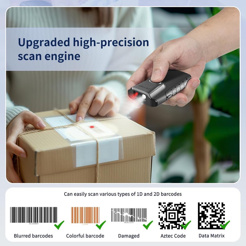 NETUM Bluetooth 2D Barcode Scanner, 3-in-1 Small Portable QR Bar Code Reader Automatic Wireless Gun Scan Back Clip Work with Tablet iOS Android Windows MacOS for Warehouse Inventory POS (2D - E800) - Image 5