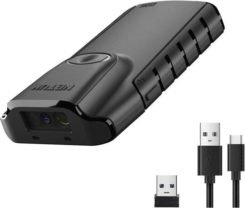 NETUM Bluetooth 2D Barcode Scanner, 3-in-1 Small Portable QR Bar Code Reader Automatic Wireless Gun Scan Back Clip Work with Tablet iOS Android Windows MacOS for Warehouse Inventory POS (2D - E800) - Image 1