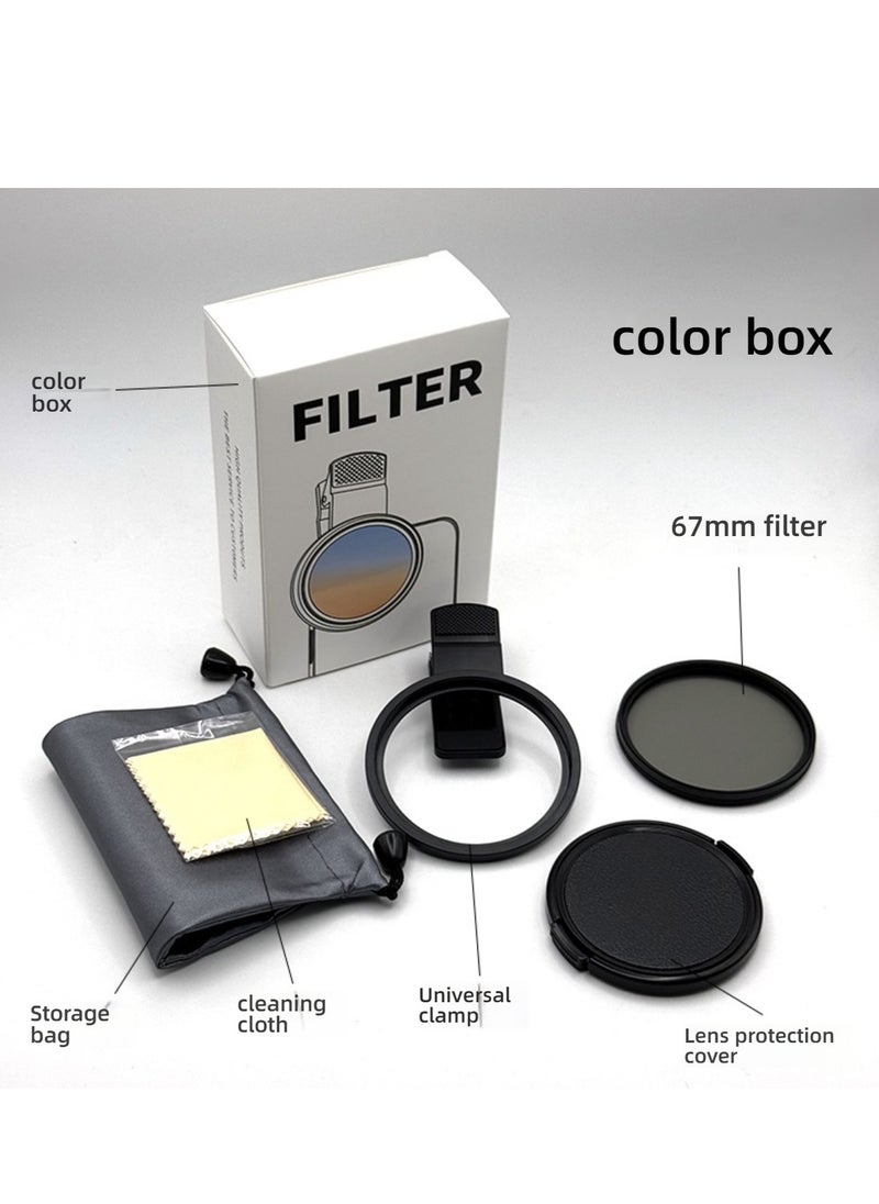 Sudaego 67mm CPL Phone Camera Lens Large Aperture Universal Portable Polarizer Clip on Cellphone Cpl Filter for Most Mobilephone Models Mobile Camera Lens Video Camera External Single Reflex Polarizer  - Image 2